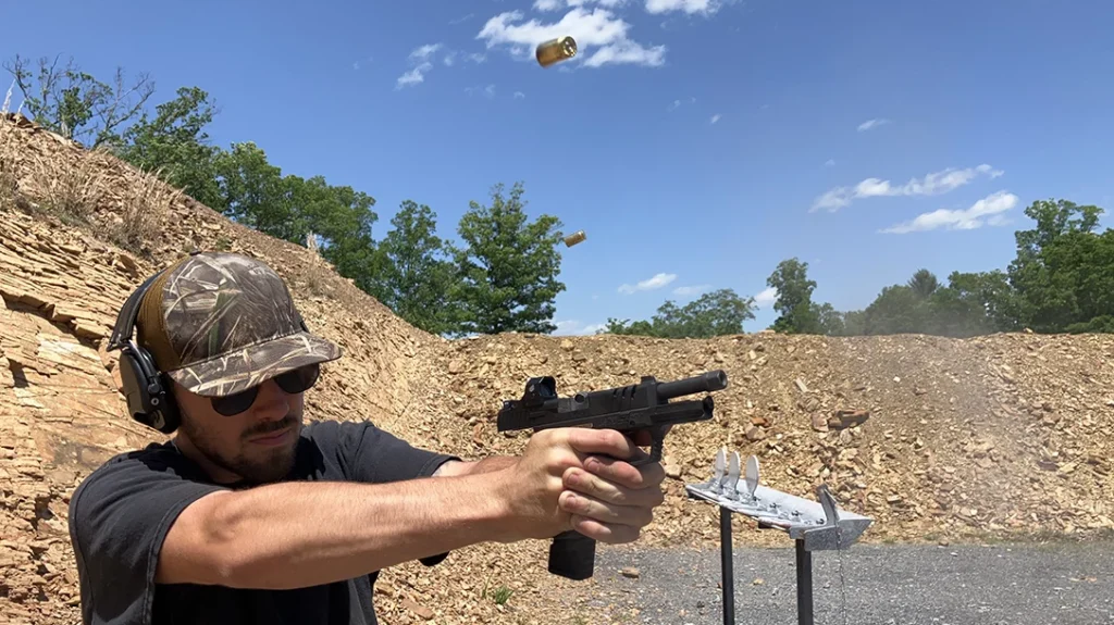 The pistol’s simplicity of operation and consistent trigger pull allowed for rapid engagement of targets. This is further accentuated with well-thought-out ergonomics.