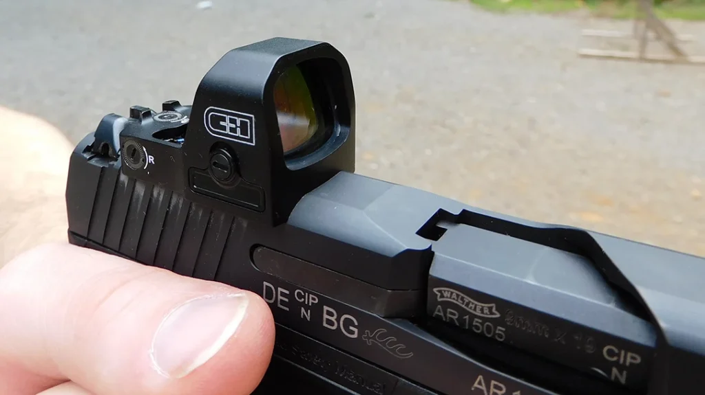 The open-emitter C&H Precision EDC red dot optic is perfect, especially with the direct mount for which C&H milled the pistol slide.
