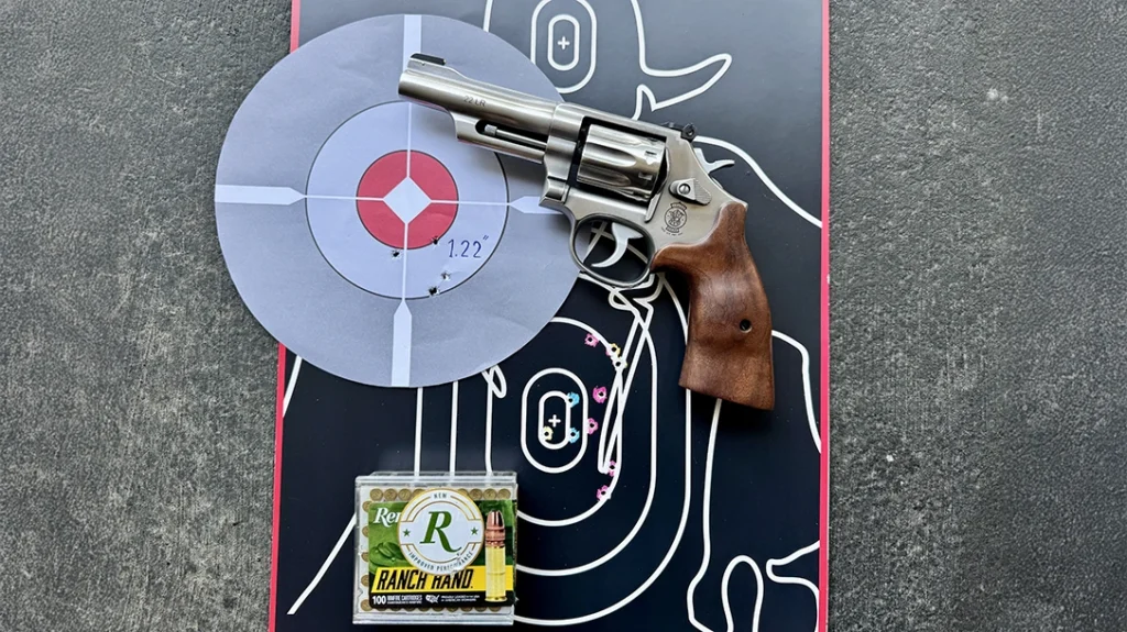 The best groups at 15 yards (SA) and 10 yards (DA), both with Remington.