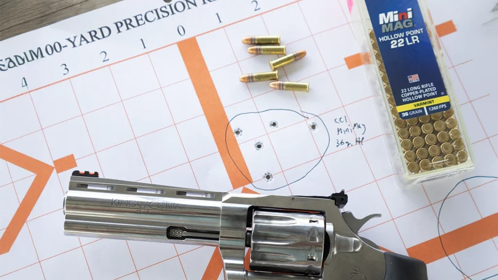 The Colt King Cobra consistently printed groups of 3 &frac12; inches.