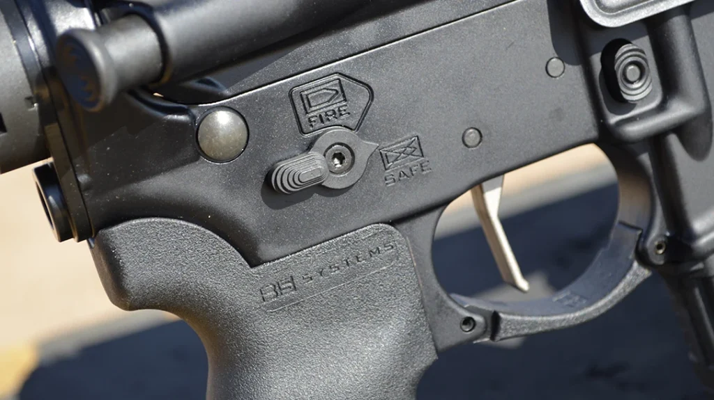 The trigger is flat-faced with a small lip at its bottom. I feel this gives the shooter more control, especially when firing rapidly.