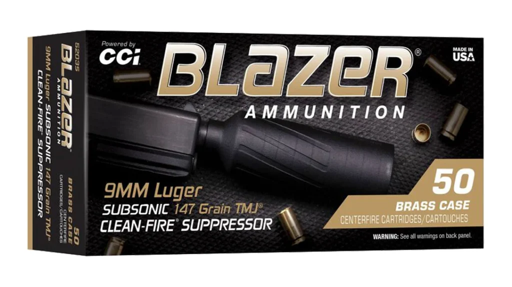 CCI Blazer Brass Clean Fire Suppressor TMJ: 9mm 147 gr., 40 S&W 180 gr. & .45 ACP 230 gr. SHOT Show Handgun Ammo.