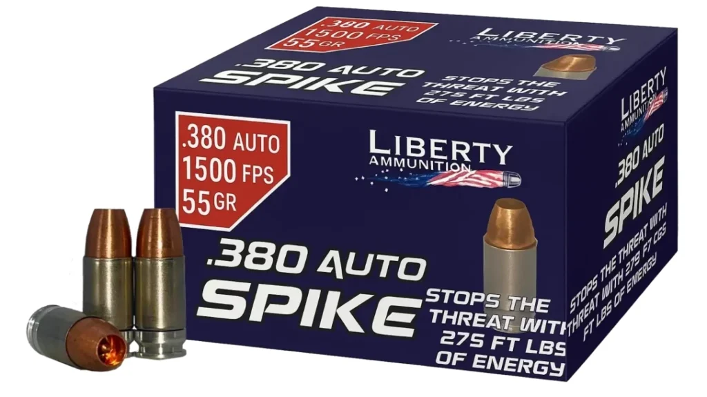 Liberty Ammunition SPIKE: 380 ACP 55 gr. Monolithic Copper Hollow-Point. SHOT Show Handgun Ammo.