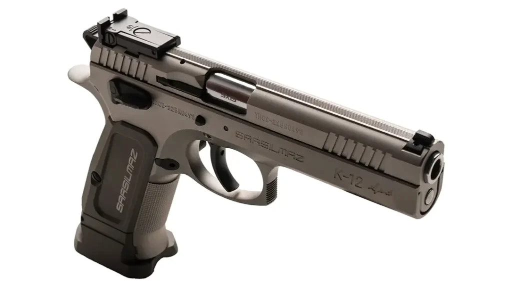 Sights are a Bomar-style adjustable rear sight paired with a full-blackout front sight.