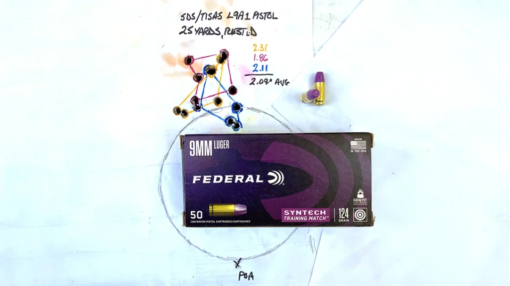 The most accurate load tested through the pistol was 124-grain Federal Syntech Training Match ammunition.