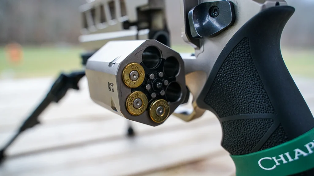 The revolver has a bottom-cylinder bore axis, which can take some getting used to, even for a revolver enthusiast.